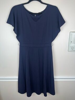 Ann Taylor Classic Navy Fit & Flare Dress, w/cap sleeves & belt loops**, Size 2